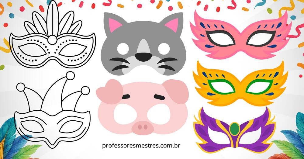 Máscaras de carnaval para imprimir para alfabetização página 1